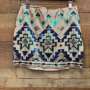 Express Aztec Sequin Skirt
